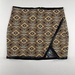 Express Black and Brown Patterned min skirt size 8